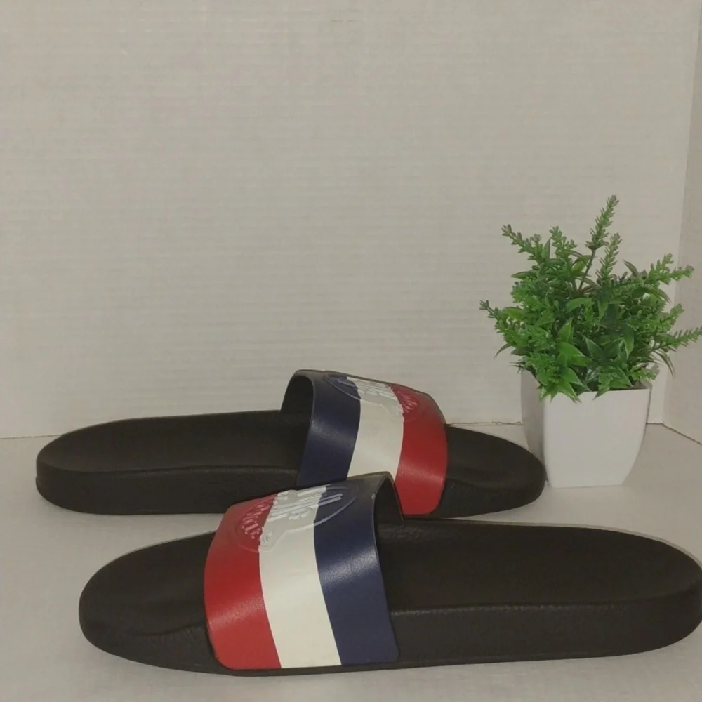 Moncler Mens Basile Slides. Size 46 (US 12). Red White and Blue in color. - Picture 13 of 13
